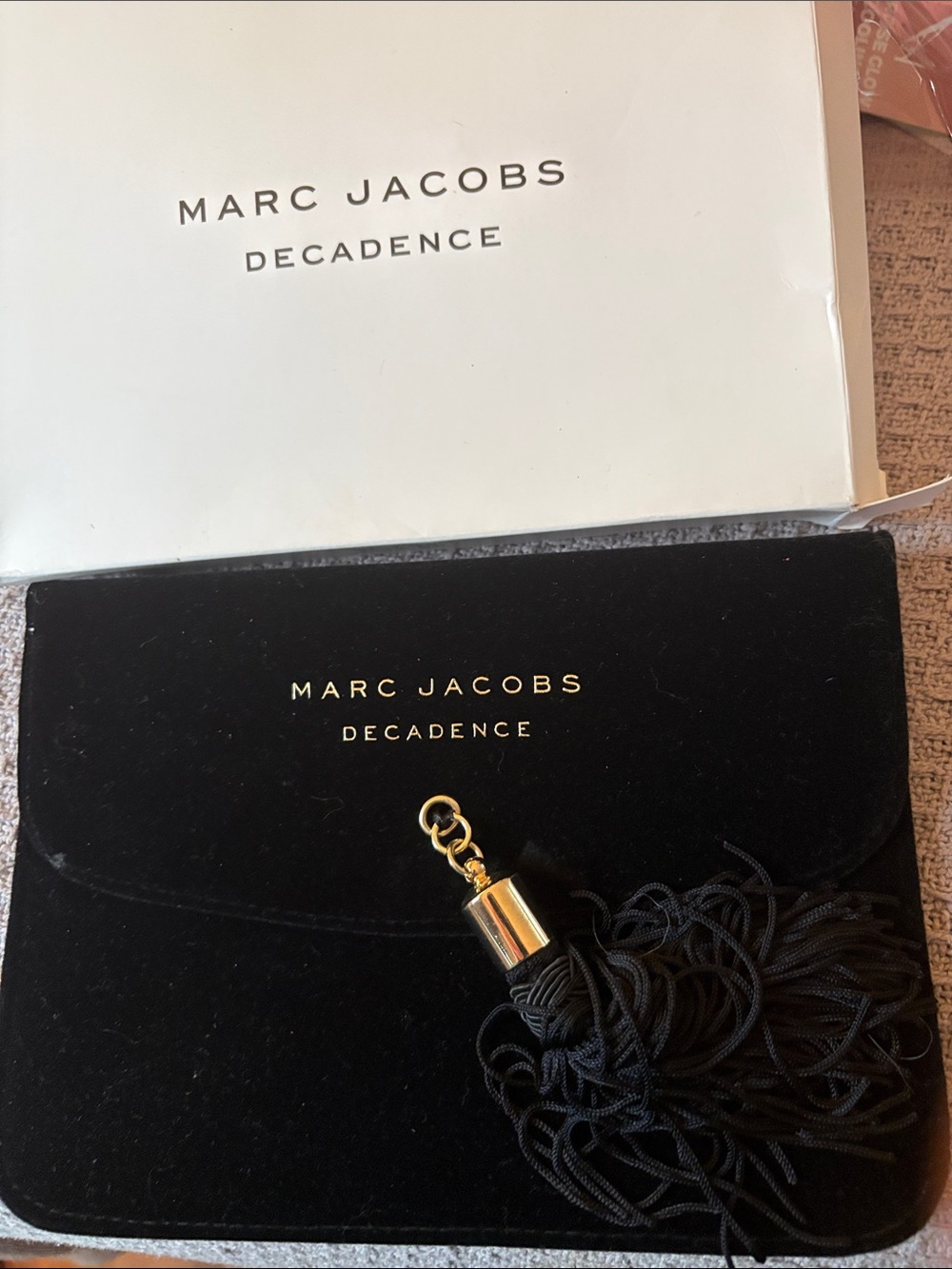 Marc Jacobs Black Velvet Clutch with Gold Tassel